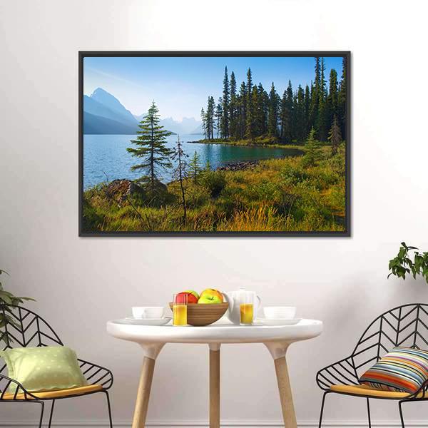 Morning On Beautiful Lake Canvas Wall Art-3 Horizontal-Gallery Wrap-25" x 16"-Tiaracle