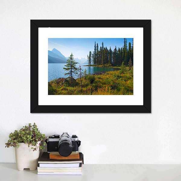 Morning On Beautiful Lake Canvas Wall Art-1 Piece-Framed Print-20" x 16"-Tiaracle