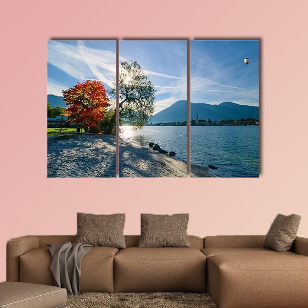 Beautiful Morning On Lake Canvas Wall Art-3 Horizontal-Gallery Wrap-37" x 24"-Tiaracle