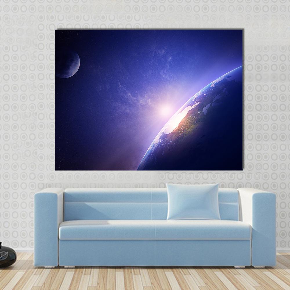 Morning On Planet Earth Canvas Wall Art-1 Piece-Gallery Wrap-48" x 32"-Tiaracle