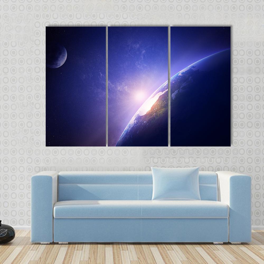 Morning On Planet Earth Canvas Wall Art-3 Horizontal-Gallery Wrap-37" x 24"-Tiaracle