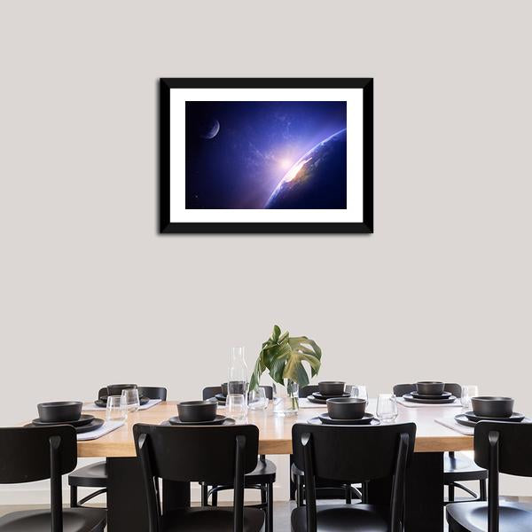 Morning On Planet Earth Canvas Wall Art-1 Piece-Floating Frame-24" x 16"-Tiaracle