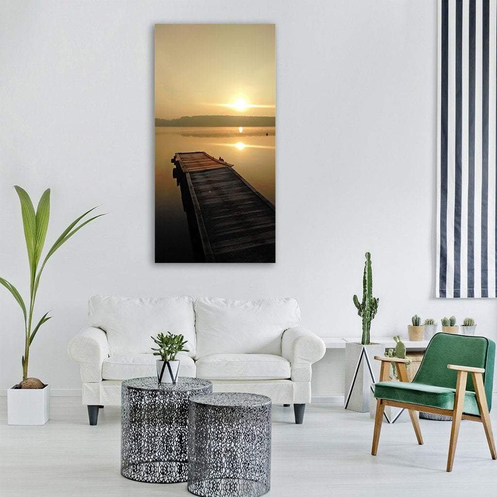 Morning Sunrise Over Lake Vertical Canvas Wall Art-1 Vertical-Gallery Wrap-12" x 24"-Tiaracle