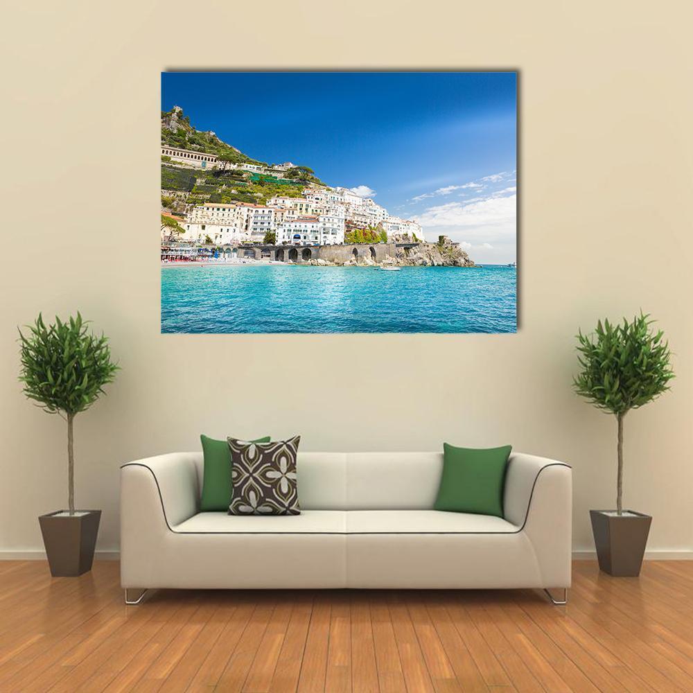 Amalfi Cityscape Canvas Wall Art-1 Piece-Gallery Wrap-48&quot; x 32&quot;-Tiaracle