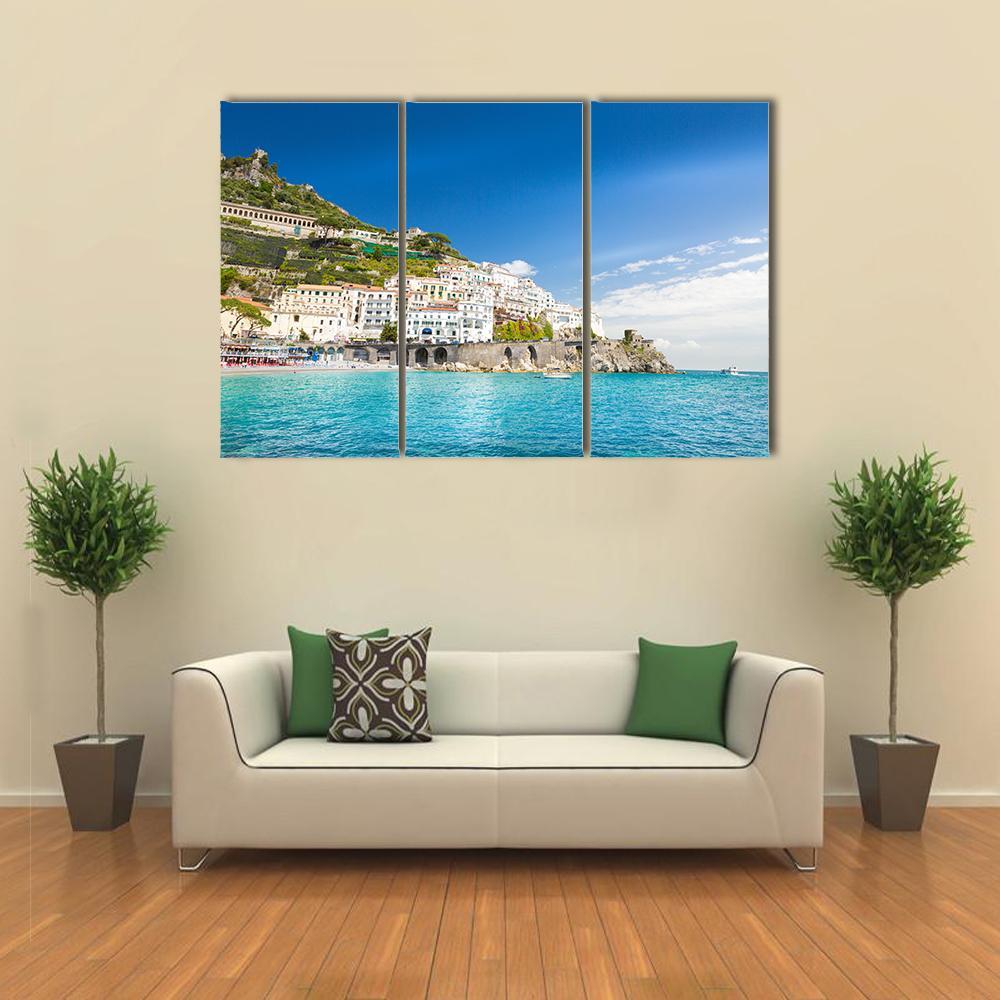 Amalfi Cityscape Canvas Wall Art-3 Horizontal-Gallery Wrap-37" x 24"-Tiaracle