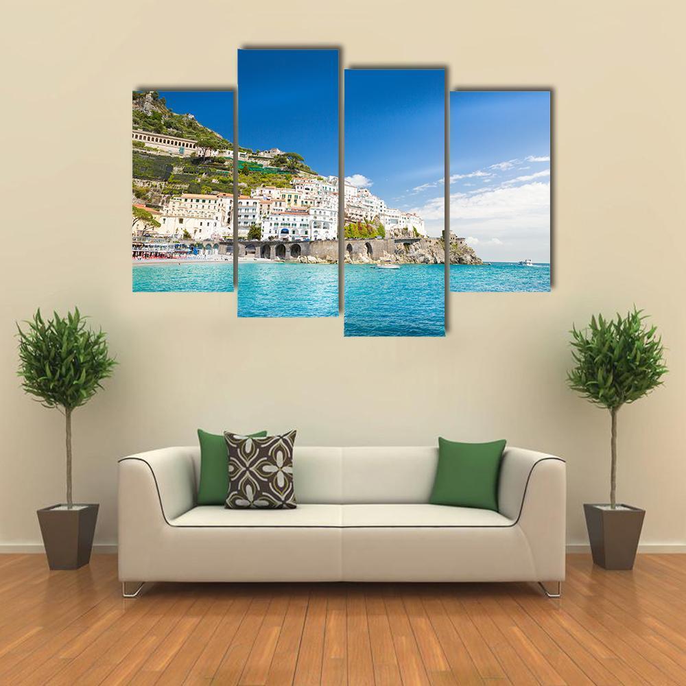 Amalfi Cityscape Canvas Wall Art-4 Pop-Gallery Wrap-50&quot; x 32&quot;-Tiaracle