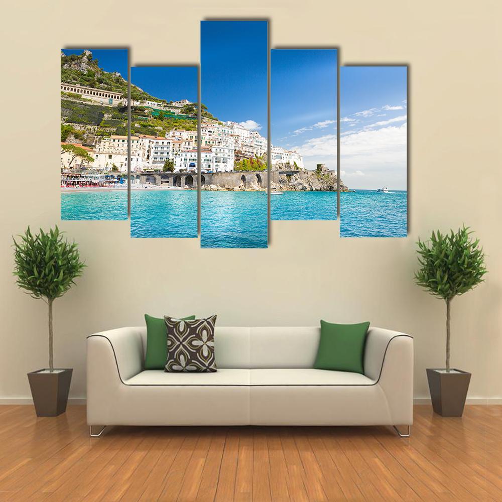 Amalfi Cityscape Canvas Wall Art-5 Pop-Gallery Wrap-47&quot; x 32&quot;-Tiaracle