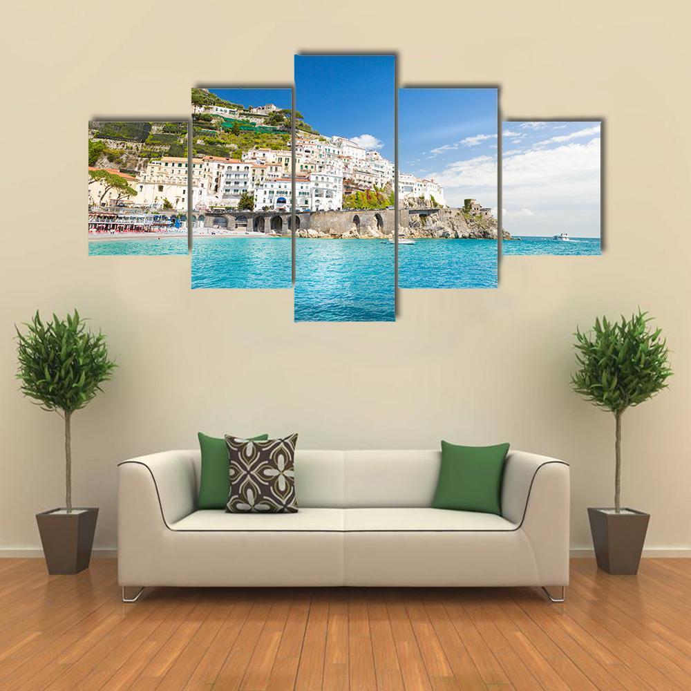 Amalfi Cityscape Canvas Wall Art-5 Star-Gallery Wrap-62&quot; x 32&quot;-Tiaracle