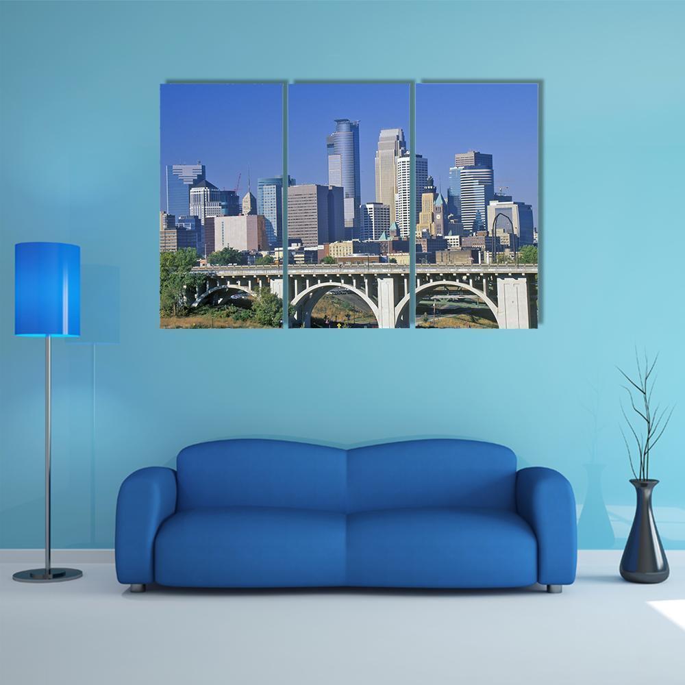 Minneapolis Skyline Canvas Wall Art-3 Horizontal-Gallery Wrap-37" x 24"-Tiaracle