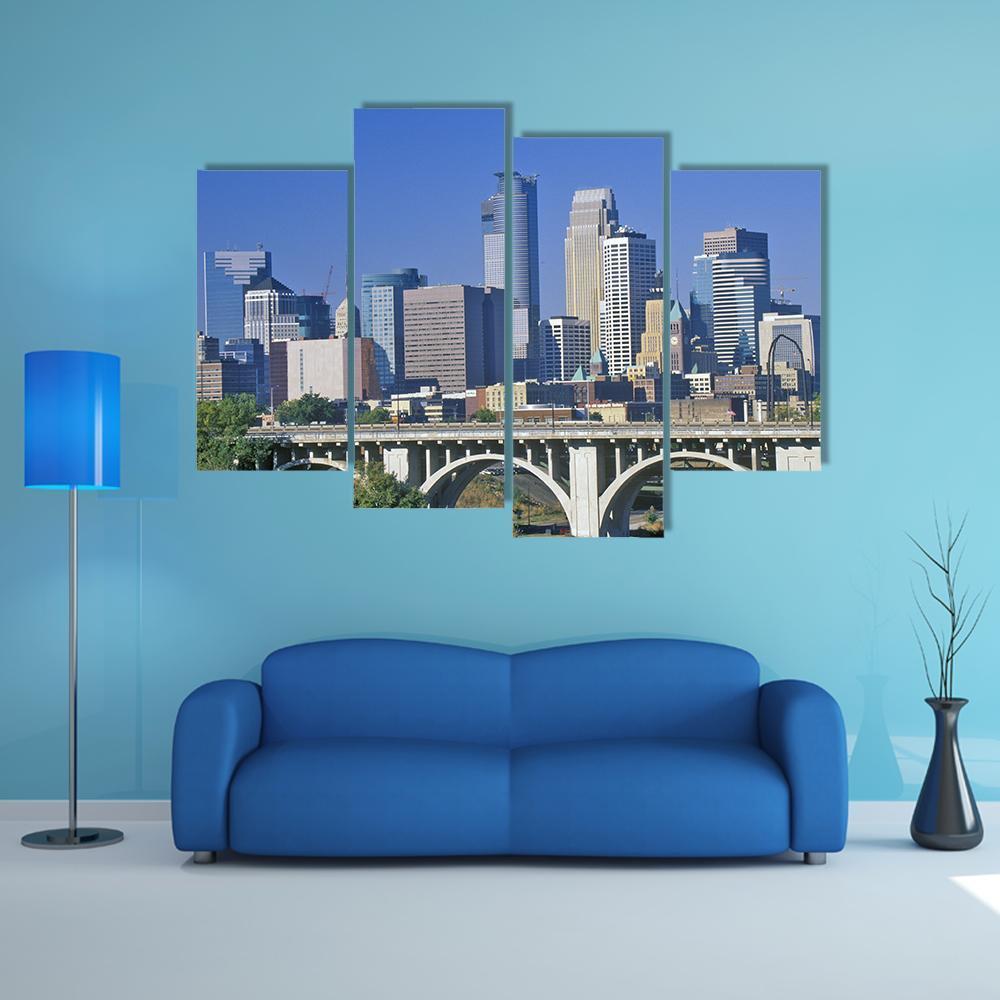 Minneapolis Skyline Canvas Wall Art-4 Pop-Gallery Wrap-50" x 32"-Tiaracle