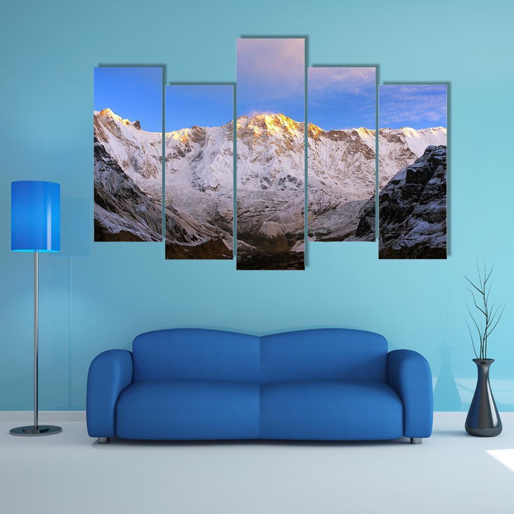 Annapurna Massif Nepal Canvas Wall Art-5 Pop-Gallery Wrap-47" x 32"-Tiaracle