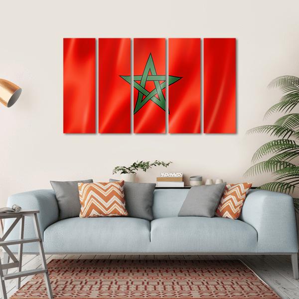 Morocco Flag Canvas Wall Art-5 Horizontal-Gallery Wrap-22" x 12"-Tiaracle