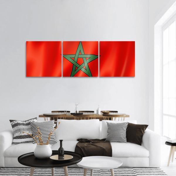 Morocco Flag Panoramic Canvas Wall Art-3 Piece-25" x 08"-Tiaracle
