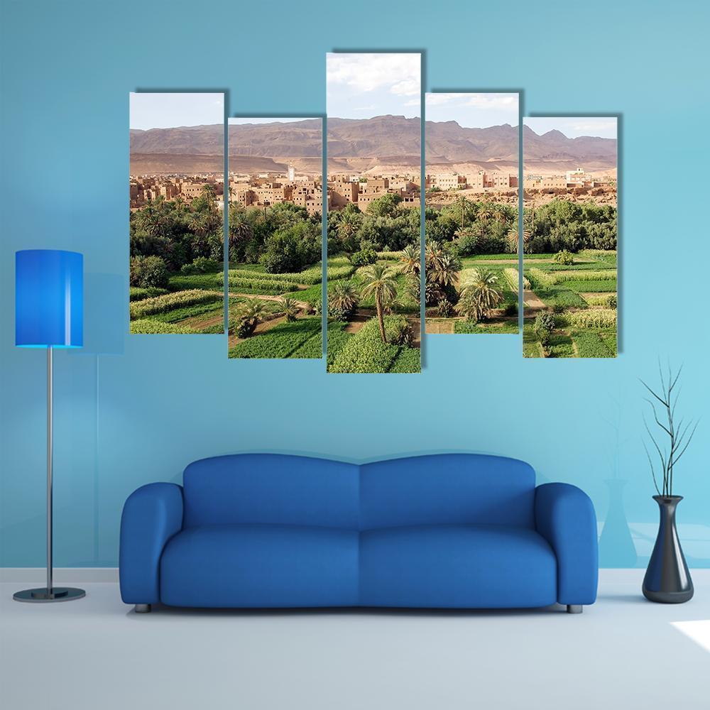 Morocco Landscape Canvas Wall Art-5 Pop-Gallery Wrap-47" x 32"-Tiaracle