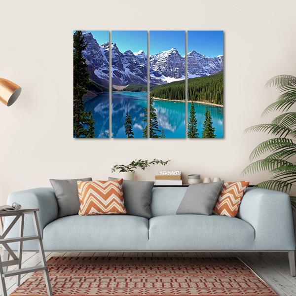 Morraine Lake In Canada Canvas Wall Art-4 Horizontal-Gallery Wrap-34" x 24"-Tiaracle
