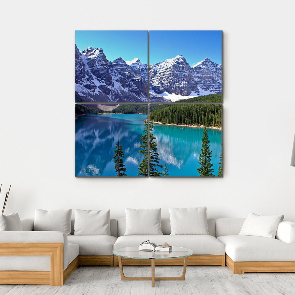 Morraine Lake In Canada Canvas Wall Art-4 Square-Gallery Wrap-17" x 17"-Tiaracle