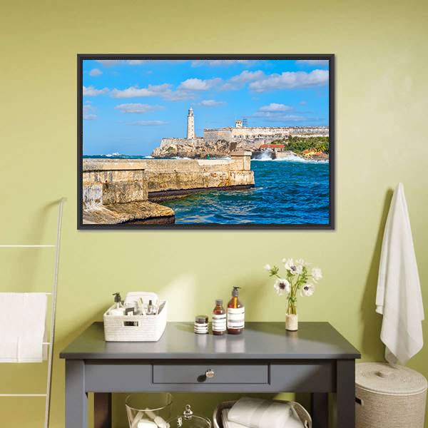 Morro & Malecon Seawall Canvas Wall Art-3 Horizontal-Gallery Wrap-25" x 16"-Tiaracle