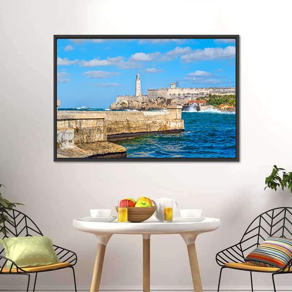 Morro & Malecon Seawall Canvas Wall Art-3 Horizontal-Gallery Wrap-25" x 16"-Tiaracle