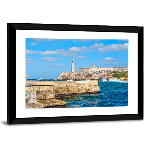 Morro & Malecon Seawall Canvas Wall Art-3 Horizontal-Gallery Wrap-25" x 16"-Tiaracle