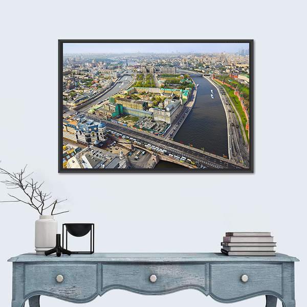 Moscow Aerial View Canvas Wall Art-1 Piece-Floating Frame-24" x 16"-Tiaracle