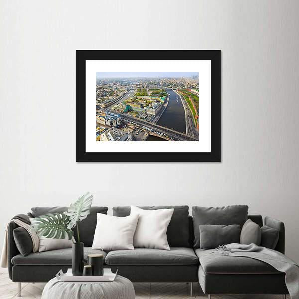 Moscow Aerial View Canvas Wall Art-5 Horizontal-Gallery Wrap-22" x 12"-Tiaracle