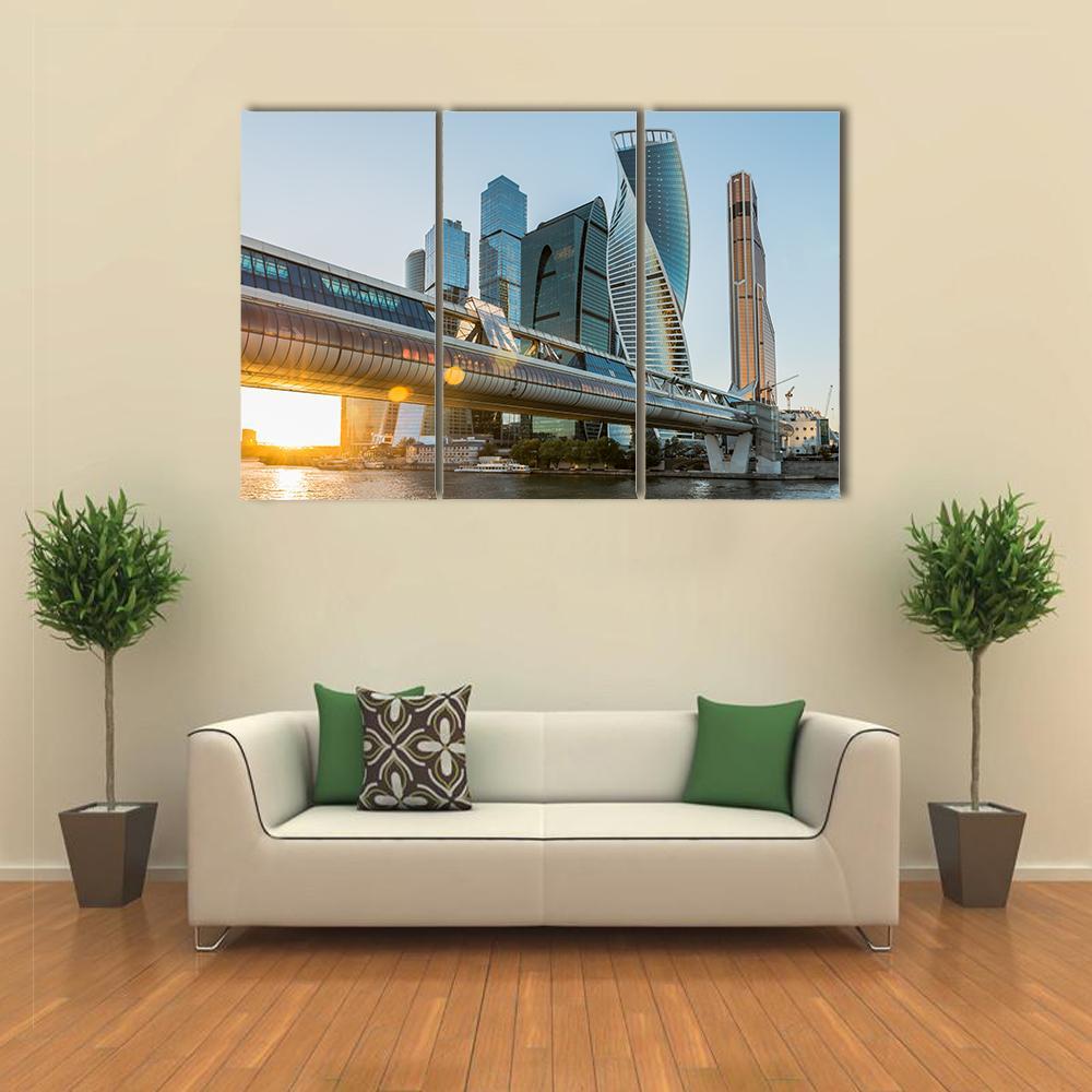 Moscow City At Sunset Canvas Wall Art-3 Horizontal-Gallery Wrap-37" x 24"-Tiaracle