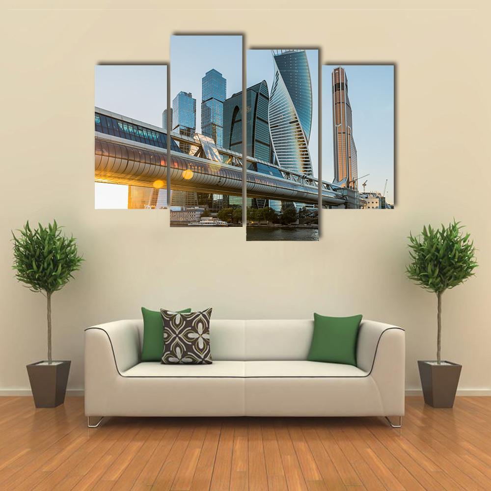 Moscow City At Sunset Canvas Wall Art-4 Pop-Gallery Wrap-50" x 32"-Tiaracle