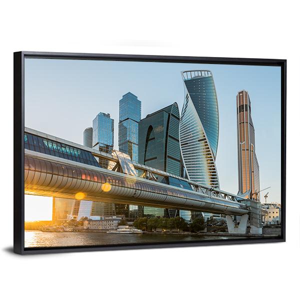Moscow City At Sunset Canvas Wall Art-3 Horizontal-Gallery Wrap-25" x 16"-Tiaracle