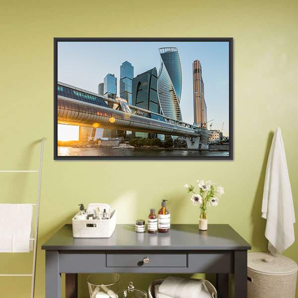 Moscow City At Sunset Canvas Wall Art-3 Horizontal-Gallery Wrap-25" x 16"-Tiaracle
