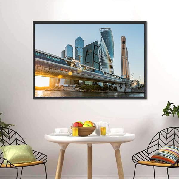 Moscow City At Sunset Canvas Wall Art-3 Horizontal-Gallery Wrap-25" x 16"-Tiaracle