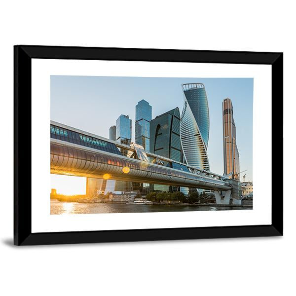 Moscow City At Sunset Canvas Wall Art-3 Horizontal-Gallery Wrap-25" x 16"-Tiaracle