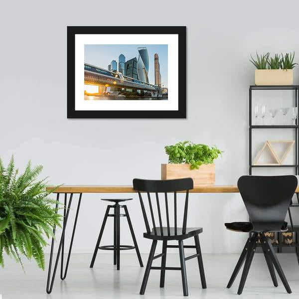 Moscow City At Sunset Canvas Wall Art-3 Horizontal-Gallery Wrap-25" x 16"-Tiaracle