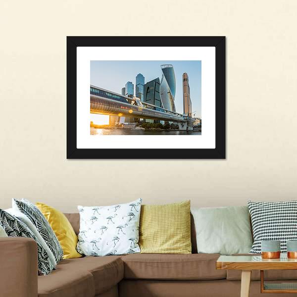 Moscow City At Sunset Canvas Wall Art-3 Horizontal-Gallery Wrap-25" x 16"-Tiaracle