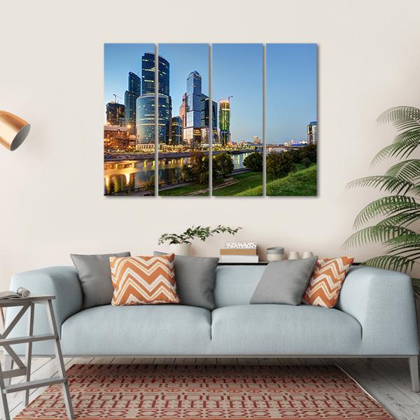 Moscow Business Center Canvas Wall Art-4 Horizontal-Gallery Wrap-34" x 24"-Tiaracle