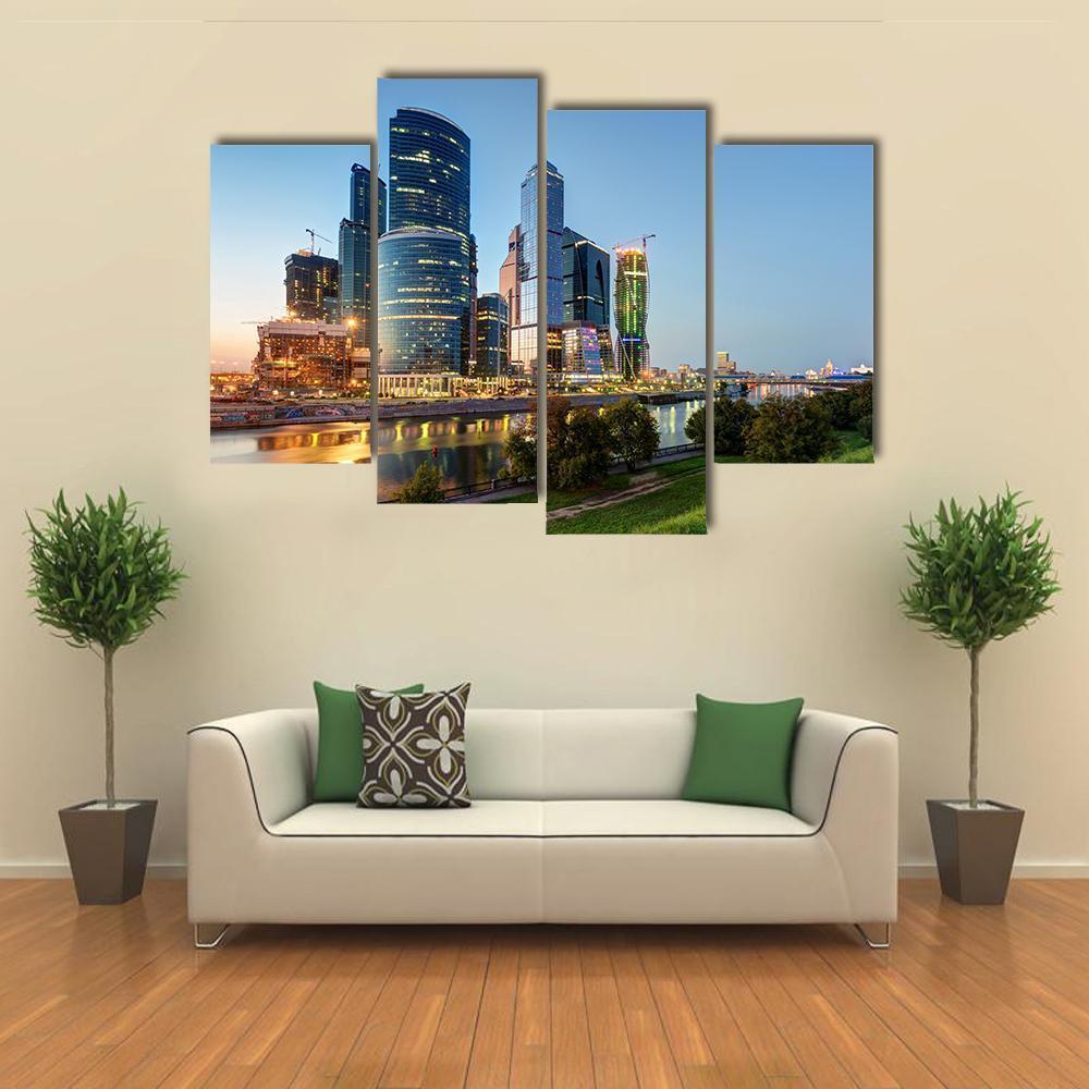 Moscow Business Center Canvas Wall Art-4 Pop-Gallery Wrap-50" x 32"-Tiaracle