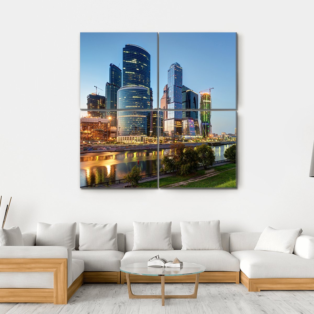 Moscow Business Center Canvas Wall Art-4 Square-Gallery Wrap-17" x 17"-Tiaracle