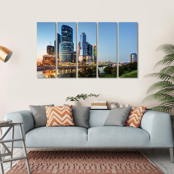 Moscow Business Center Canvas Wall Art-5 Horizontal-Gallery Wrap-22" x 12"-Tiaracle