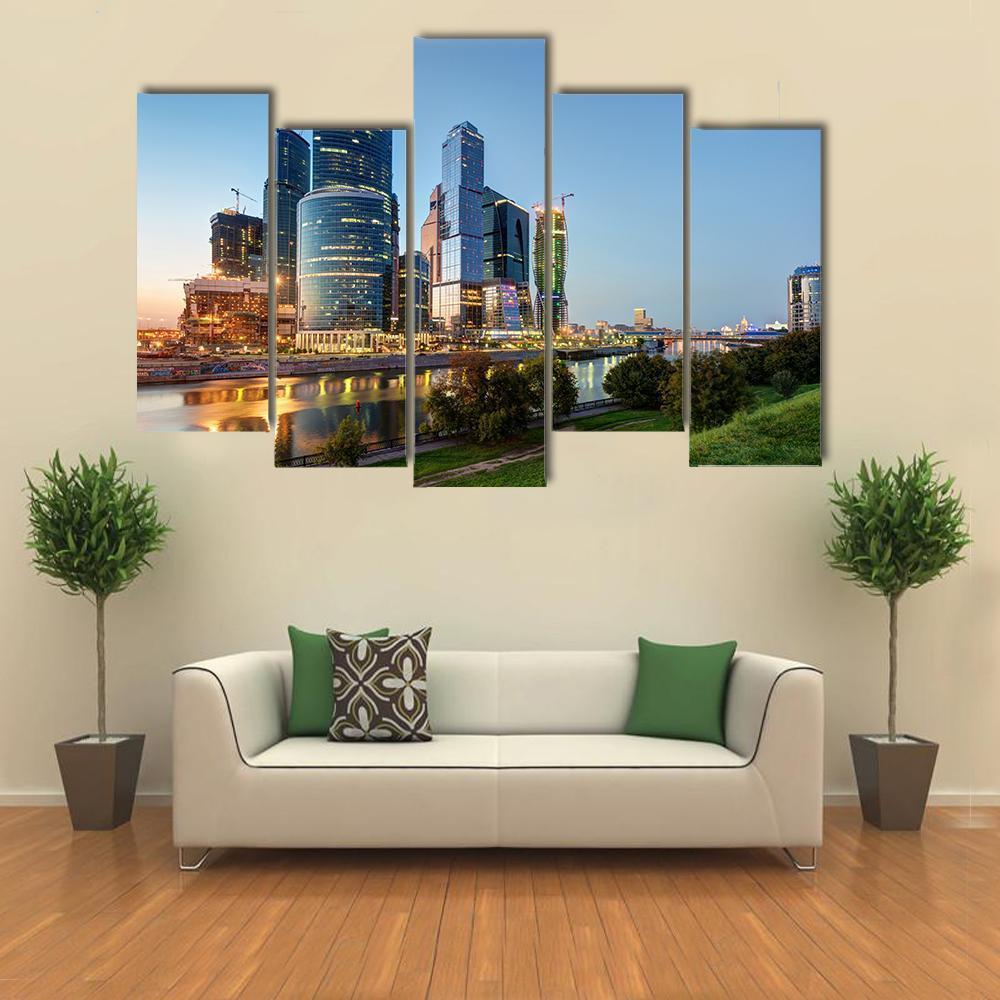 Moscow Business Center Canvas Wall Art-5 Pop-Gallery Wrap-47" x 32"-Tiaracle