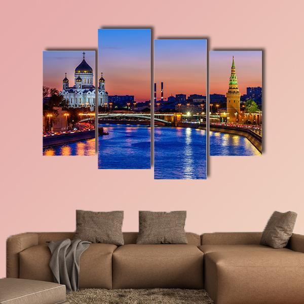 Cathedral Near Moscow River Canvas Wall Art-4 Pop-Gallery Wrap-50" x 32"-Tiaracle