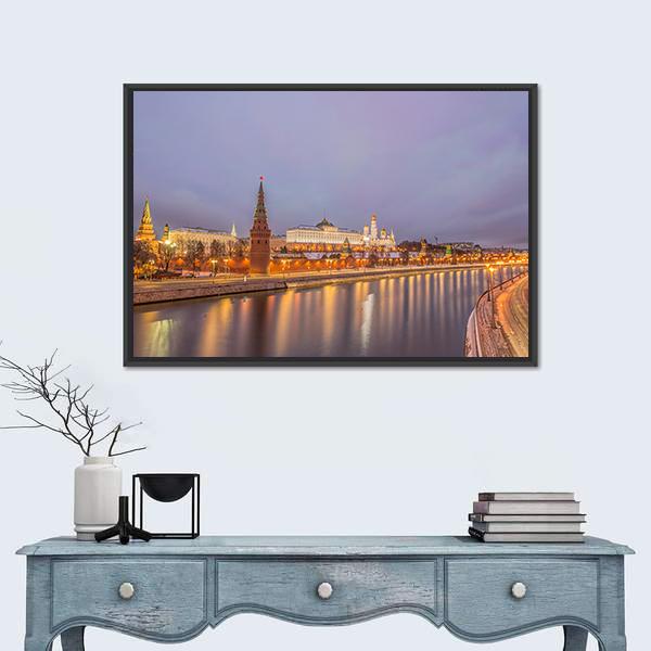 Moscow Kremlin At Sunrise Canvas Wall Art-1 Piece-Floating Frame-24" x 16"-Tiaracle