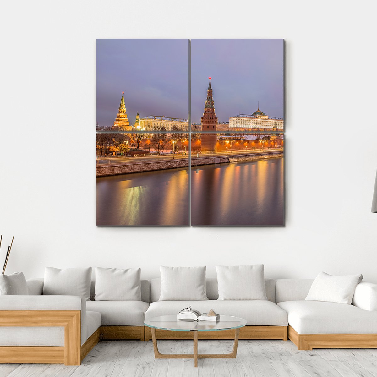 Moscow Kremlin At Sunrise Canvas Wall Art-4 Square-Gallery Wrap-17" x 17"-Tiaracle