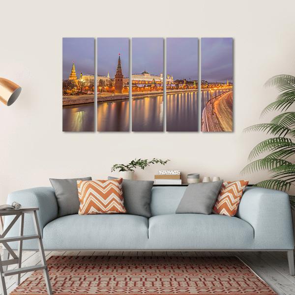 Moscow Kremlin At Sunrise Canvas Wall Art-5 Horizontal-Gallery Wrap-22" x 12"-Tiaracle