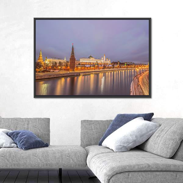 Moscow Kremlin At Sunrise Canvas Wall Art-3 Horizontal-Gallery Wrap-25" x 16"-Tiaracle