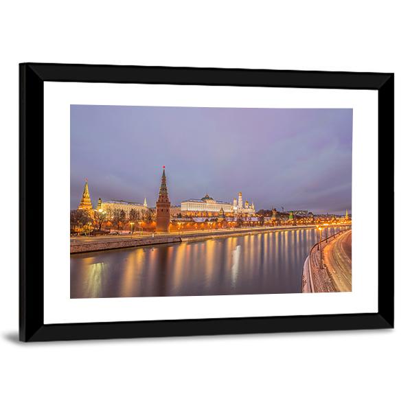 Moscow Kremlin At Sunrise Canvas Wall Art-5 Horizontal-Gallery Wrap-22" x 12"-Tiaracle