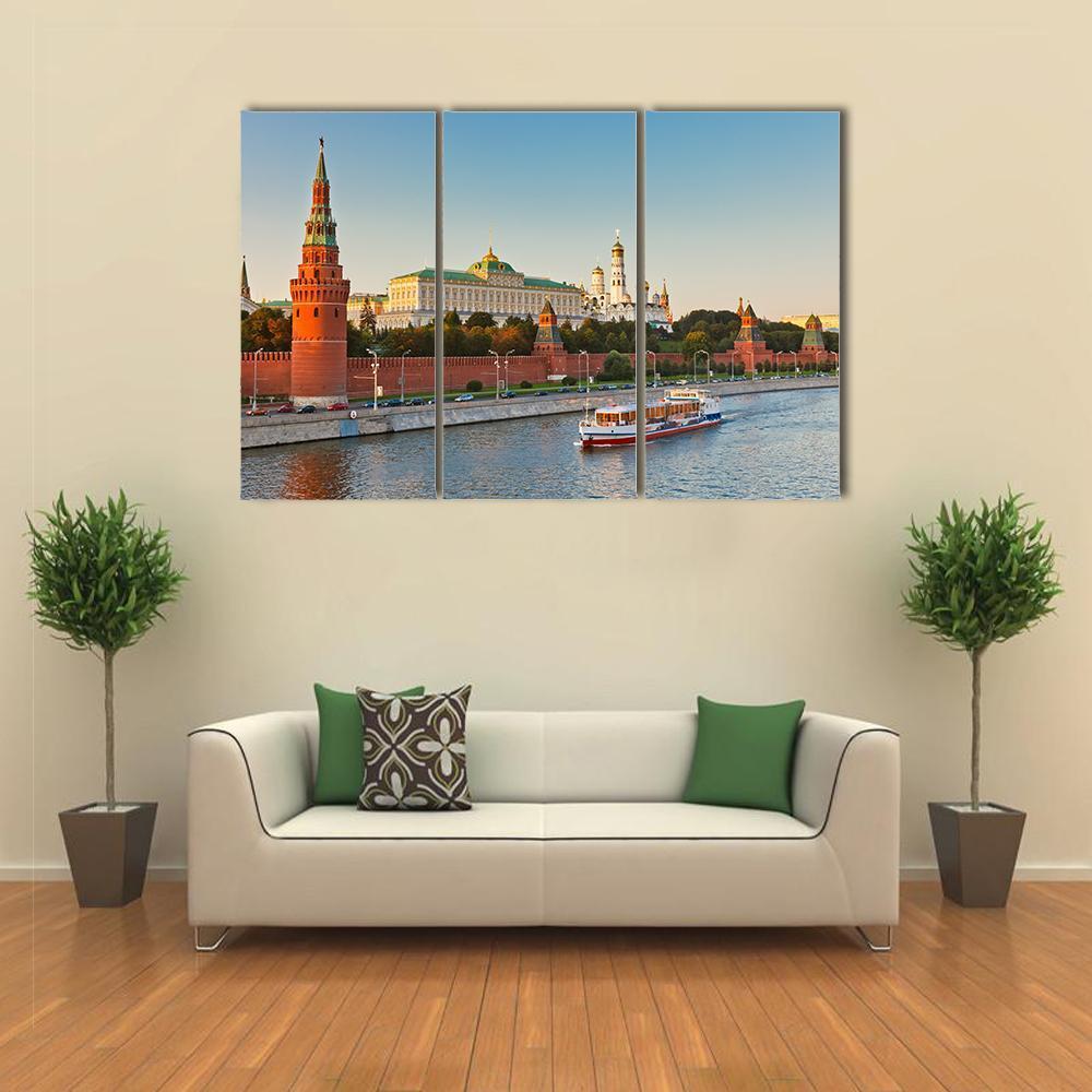 Moscow Kremlin At Sunset Canvas Wall Art-3 Horizontal-Gallery Wrap-37" x 24"-Tiaracle