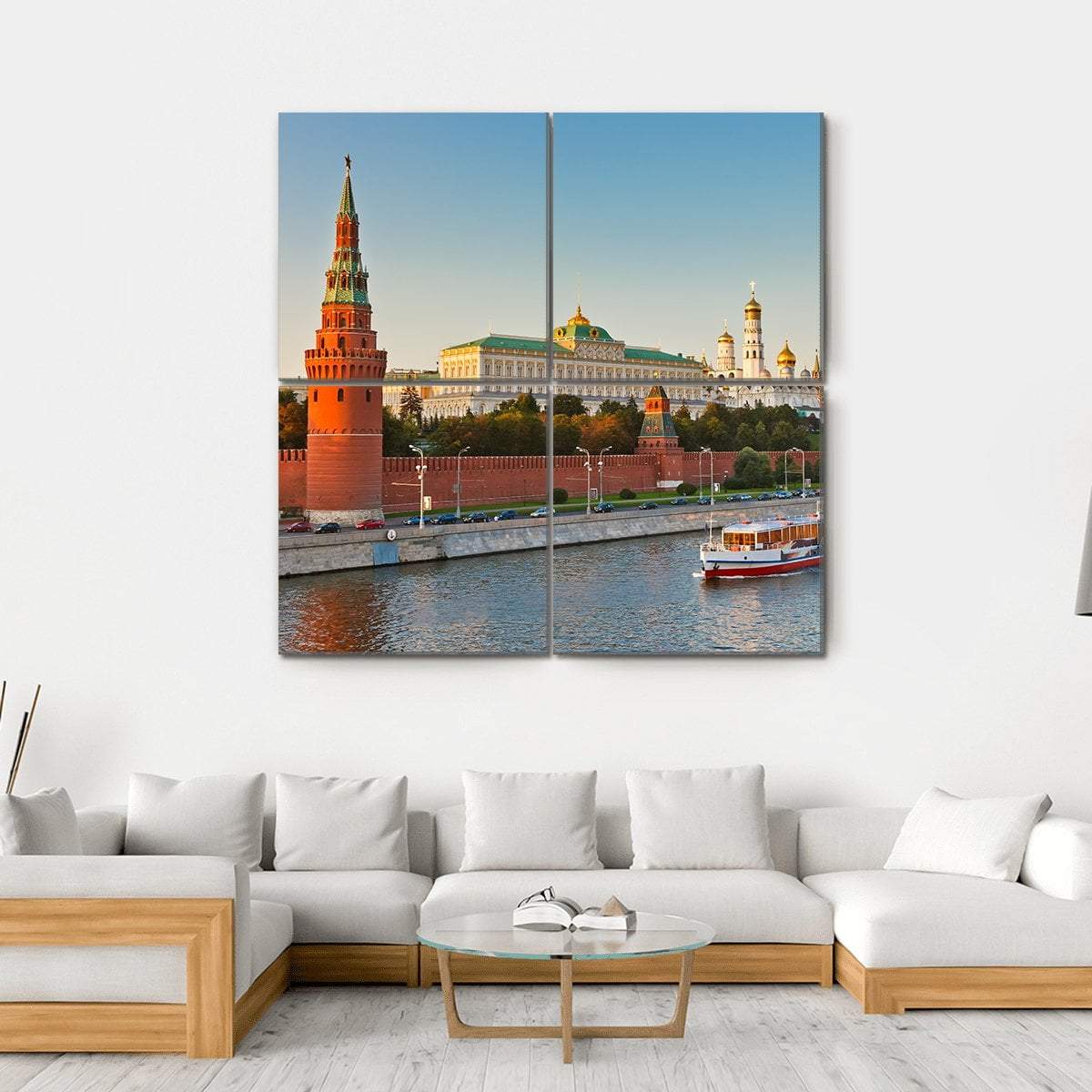 Moscow Kremlin At Sunset Canvas Wall Art-4 Square-Gallery Wrap-17" x 17"-Tiaracle