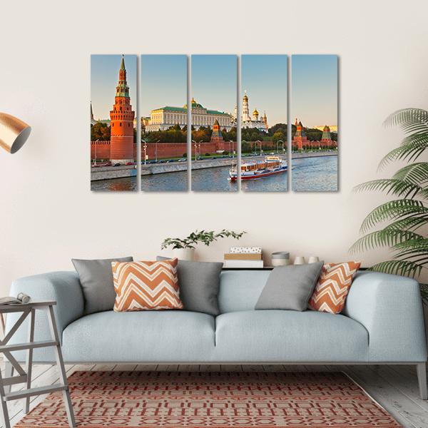 Moscow Kremlin At Sunset Canvas Wall Art-5 Horizontal-Gallery Wrap-22" x 12"-Tiaracle