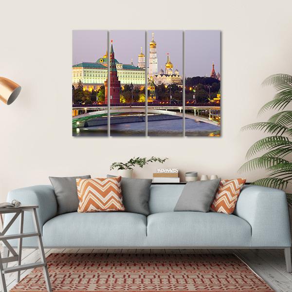 Moscow Kremlin At Dusk Canvas Wall Art-4 Horizontal-Gallery Wrap-34" x 24"-Tiaracle