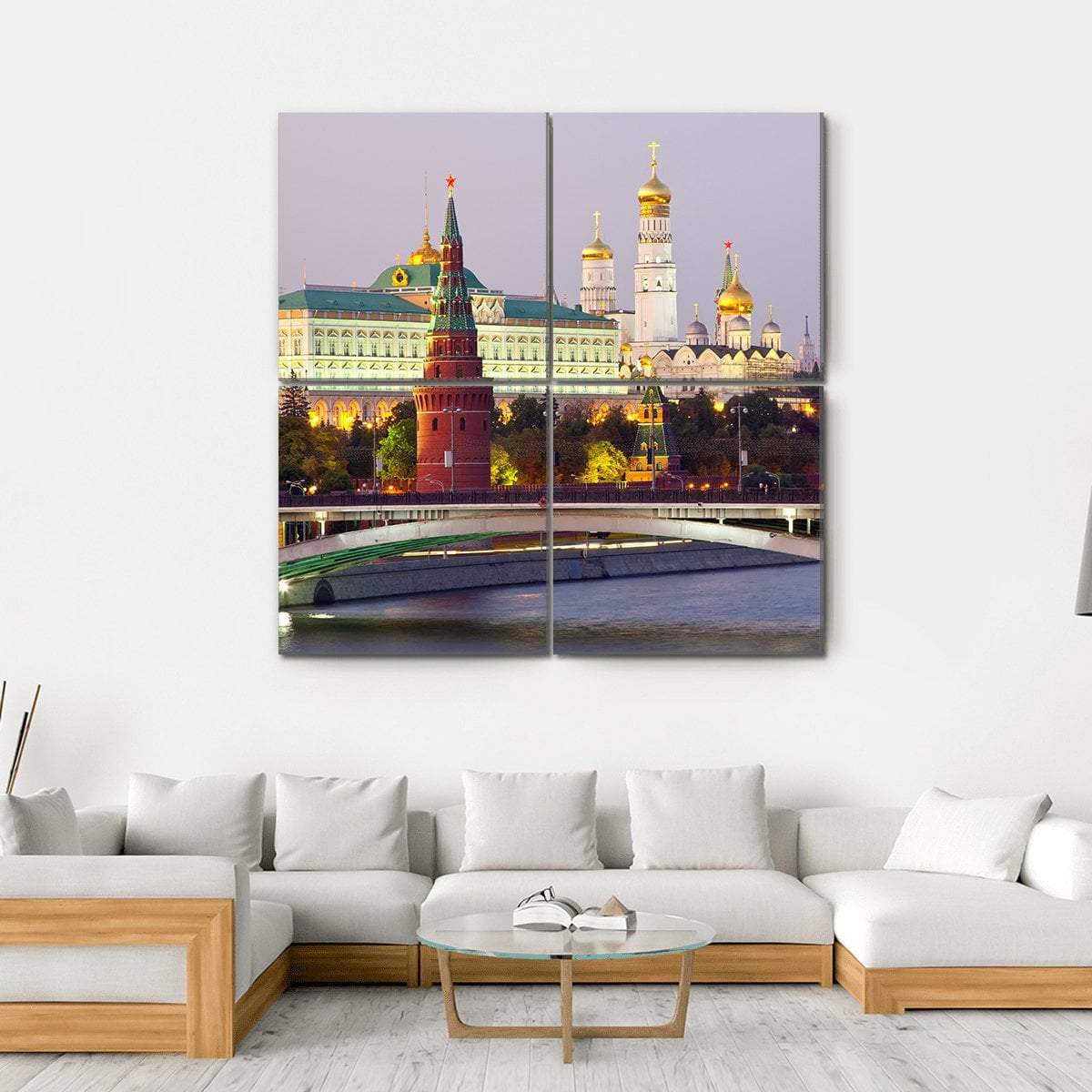 Moscow Kremlin At Dusk Canvas Wall Art-4 Square-Gallery Wrap-17" x 17"-Tiaracle