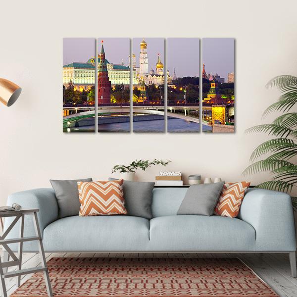 Moscow Kremlin At Dusk Canvas Wall Art-5 Horizontal-Gallery Wrap-22" x 12"-Tiaracle